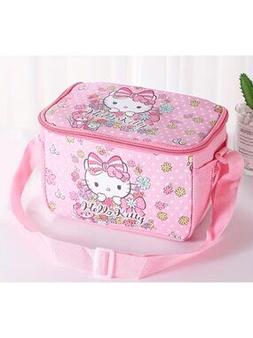Hello Kitty Pink Floral Insulated Lunch Bag Crossbody Lunch Tote, Lightweight